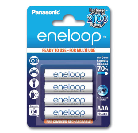 Panasonic eneloop AAA/HR03, 750 mAh, Rechargeable Batteries Ni-MH