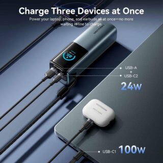 Power bank usb 20000mah 165w/gray tft display fkfh0 vention - Image 9
