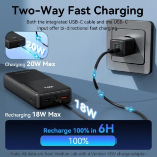 Power bank usb 20000mah 22.5w/white fhpw0 vention - Image 10