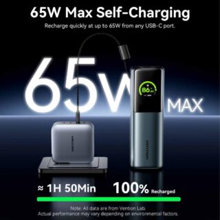Power bank usb 20000mah 165w/gray tft display fkfh0 vention - Image 10