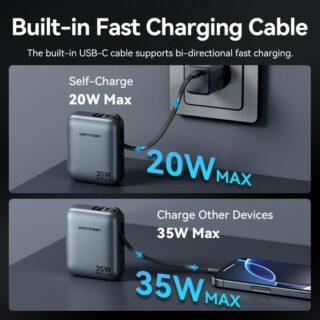Power bank usb 10000mah 35w/mini gray fheh0 vention - Image 5