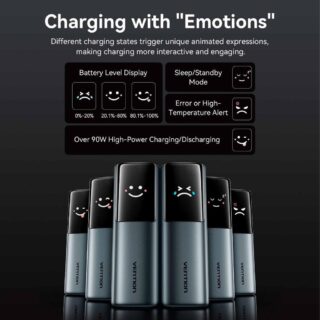 Power bank usb 20000mah 165w/gray tft display fkfh0 vention - Image 5