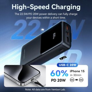 Power bank usb 20000mah 22.5w/black fhpb0 vention - Image 9