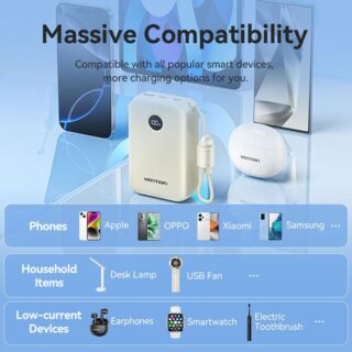 Power bank usb 20000mah 22.5w/blue fkbl0-c vention - Image 6