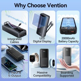 Power bank usb 20000mah 22.5w/black fhpb0 vention - Image 3