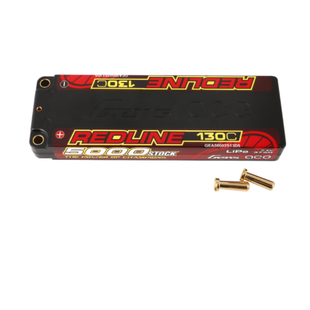 Gens Ace 5000mAh 2S 130C 7.4V LiPo aku – 5.0mm bullet – Redline