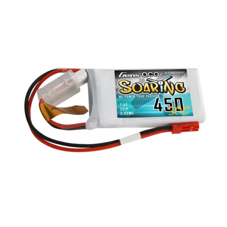 Gens Ace 450mAh 2S 30C 7.4V LiPo aku – JST-SYP pistik – Soaring