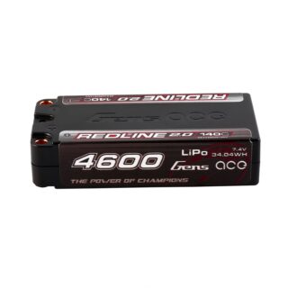 Gens Ace 4600mAh 2S 140C 7.4V Shorty LiPo aku – 5.0mm bullet – Redline - Image 1
