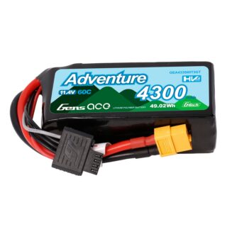 Gens Ace 4300mAh 3S 60C 11.4V(HV) LiPo aku – XT60 / 1To3 pistik – Adventure - Pilt 1