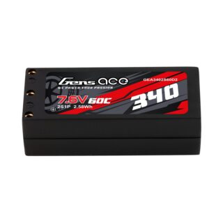 Gens Ace 340mAh 2S 60C 7.6V(HV) LiPo aku – kõvakest – 2mm Bullet to XT60 Adapter – Car Classic - Image 1