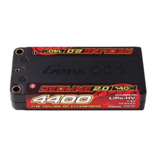 Gens Ace 4400mAh 2S 140C 7.6V(HV) Shorty LiPo aku – 5.0mm bullet – Redline - Image 1