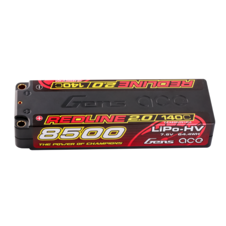 Gens Ace 8500mAh 2S 140C 7.6V(HV) LiPo aku – 5.0mm bullet – Redline