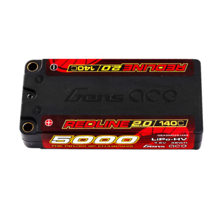 Gens Ace 5000mAh 2S 140C 7.6V(HV) Shorty LiPo aku – 5.0mm bullet – Redline