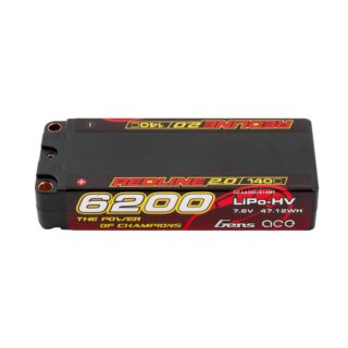 Gens Ace 6200mAh 2S 140C 7.6V(HV) Mid-size LiPo aku – 5.0mm bullet – Redline - Image 1