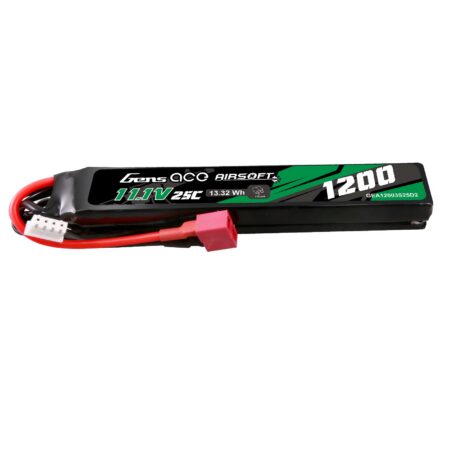 Gens Ace 1200mAh 3S 25C 11.1V LiPo aku – Deans pistik – Airsoft (Saddle)