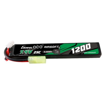 Gens Ace 1200mAh 2S 25C 7.4V LiPo aku – Tamiya pistik – Airsoft