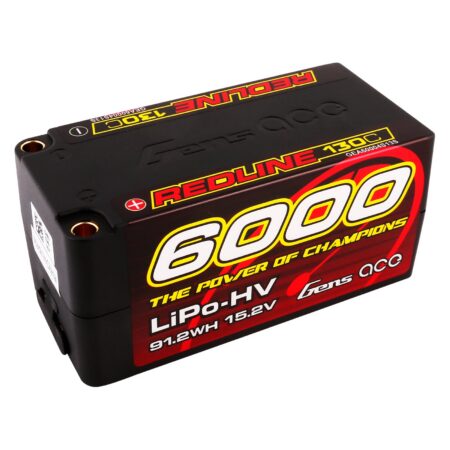 Gens Ace 6000mAh 4S 130C 15.2V(HV) Shorty LiPo aku – 5.0mm bullet – Redline