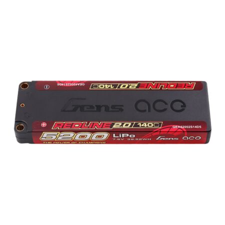 Gens Ace 5200mAh 2S 140C 7.6V(HV) LiPo aku – 5.0mm bullet – Redline
