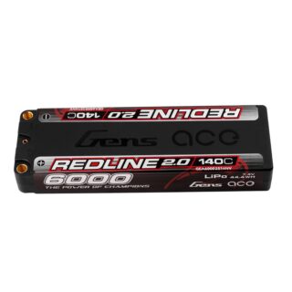 Gens Ace 6000mAh 2S 140C 7.4V LiPo aku – 5.0mm bullet – Redline - Image 1