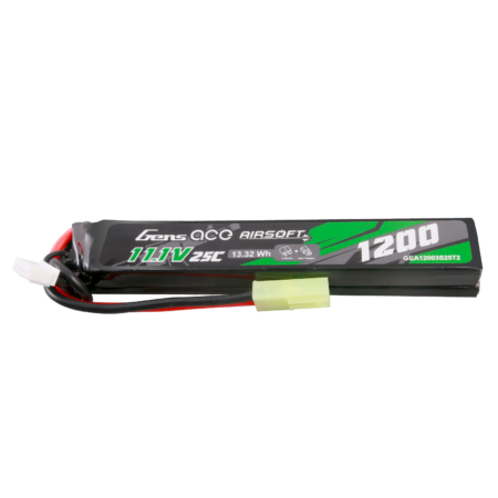 Gens Ace 1200mAh 3S 25C 11.1V LiPo aku – Mini Tamiya pistik – Airsoft (Saddle)