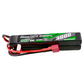Gens Ace 3000mAh 2S 25C 7.4V LiPo aku – Mini Deans pistik – Airsoft (Saddle) - Image 1