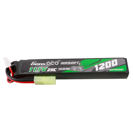Gens Ace 1200mAh 3S 25C 11.1V LiPo aku – Tamiya pistik – Airsoft