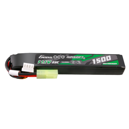 Gens Ace 1500mAh 3S 25C 11.1V LiPo aku – Mini Tamiya pistik – Airsoft