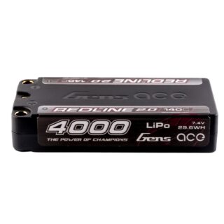 Gens Ace 4000mAh 2S 140C 7.4V Shorty LiPo aku – 5.0mm bullet – Redline - Image 1