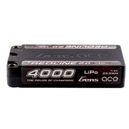 Gens Ace 4000mAh 2S 140C 7.4V Shorty LiPo aku – 5.0mm bullet – Redline