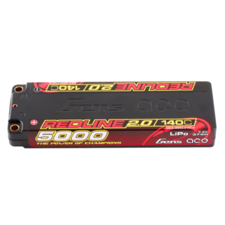Gens Ace 5000mAh 2S 140C 7.4V LiPo aku – 5.0mm bullet – Redline - Image 1