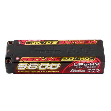 Gens Ace Redline 2.0 Series 9600mAh 2S 7.6V 140C HardCase HV LiPo aku Pack with kõvakest 58#