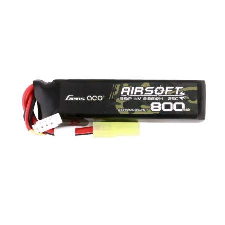 Gens Ace 800mAh 3S 25C 11.1V LiPo aku – Mini Tamiya pistik – Airsoft